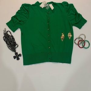 Green Sweater Top With Cute Buttons